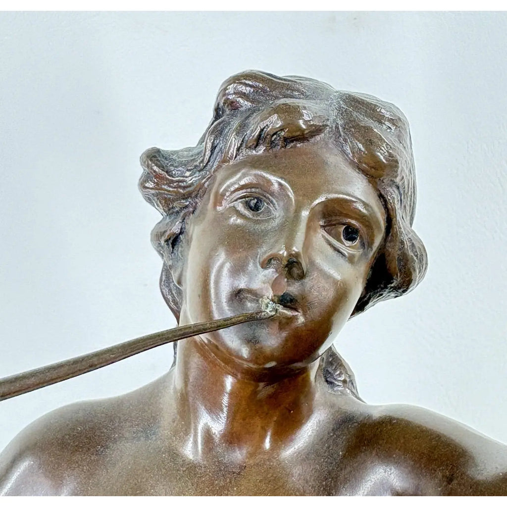 Antique French Art Nouveau Bronze Sculpture Musique By Marcel Debut