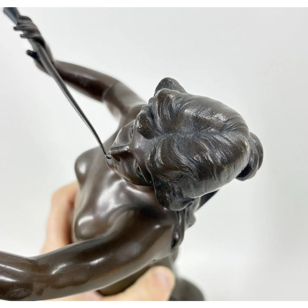 Antique French Art Nouveau Bronze Sculpture Musique By Marcel Debut