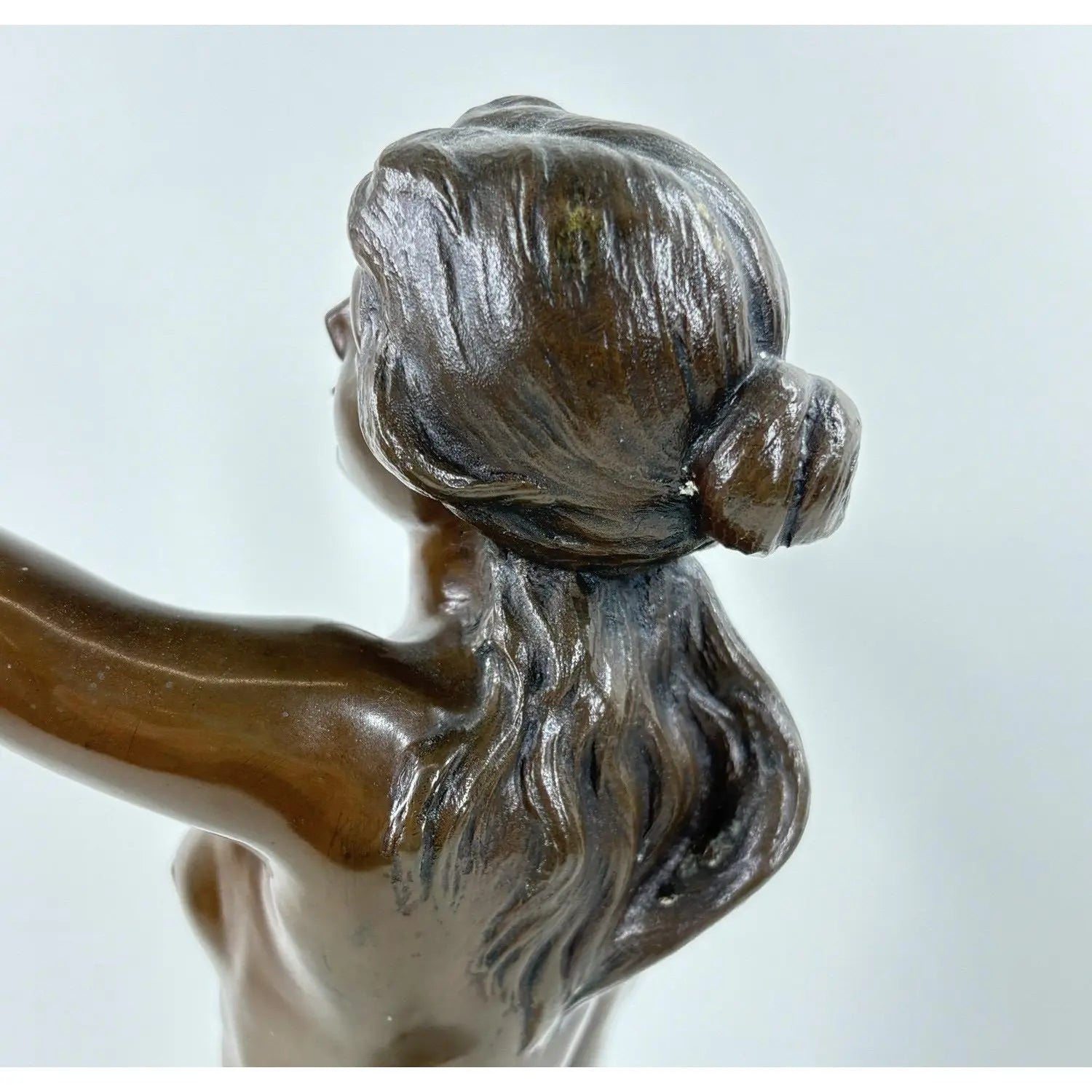 Antique French Art Nouveau Bronze Sculpture Musique By Marcel Debut