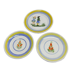 Vintage Henriot Quimper Faience Hand-Painted Plates - Set of 3