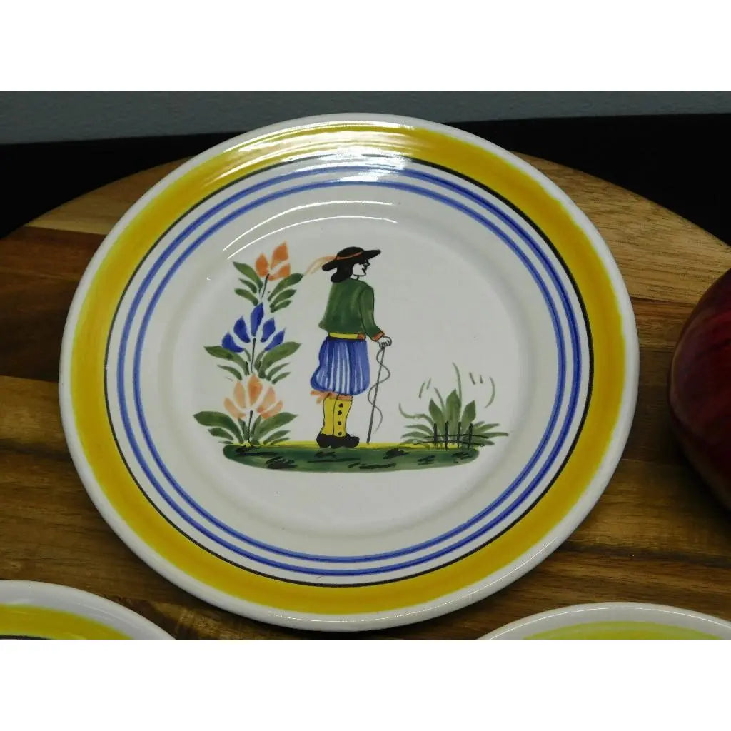 Vintage Henriot Quimper Faience Hand-Painted Plates - Set of 3