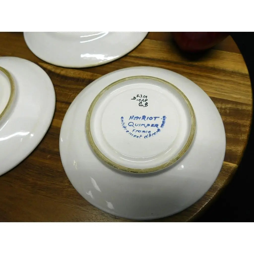 Vintage Henriot Quimper Faience Hand-Painted Plates - Set of 3