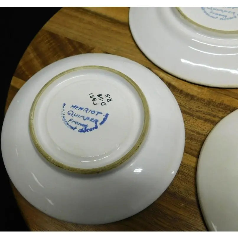 Vintage Henriot Quimper Faience Hand-Painted Plates - Set of 3