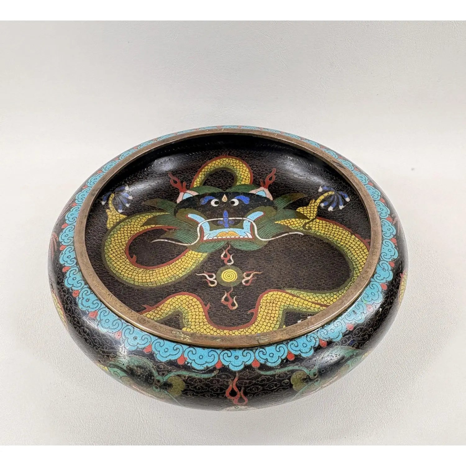 Antique Chinese Cloisonné Dragon Centerpiece Bowl – c. 1900
