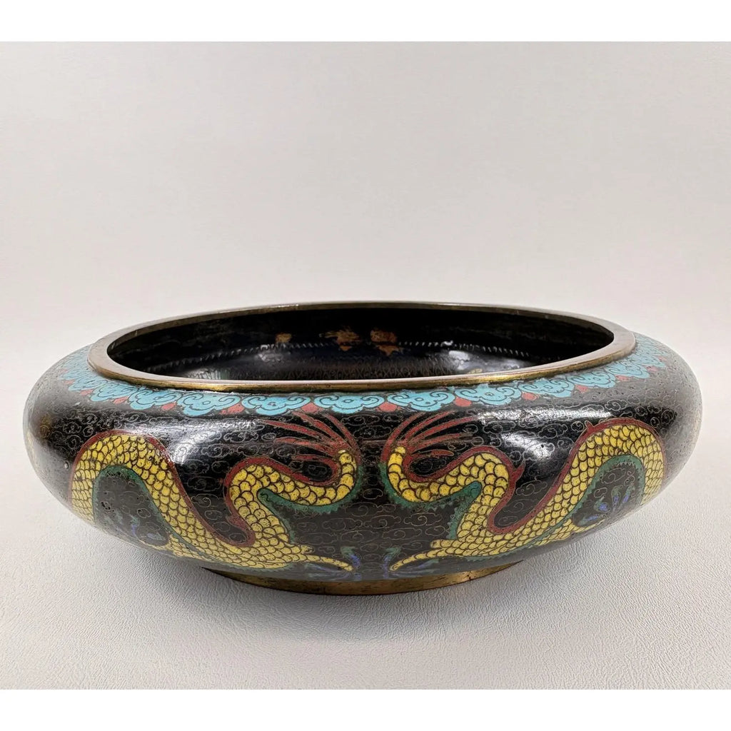 Antique Chinese Cloisonné Dragon Centerpiece Bowl – c. 1900