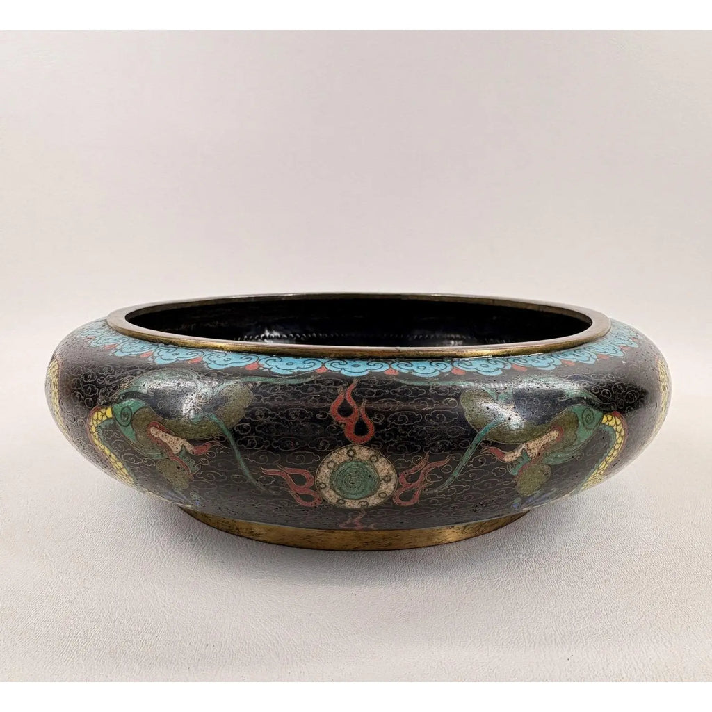 Antique Chinese Cloisonné Dragon Centerpiece Bowl – c. 1900