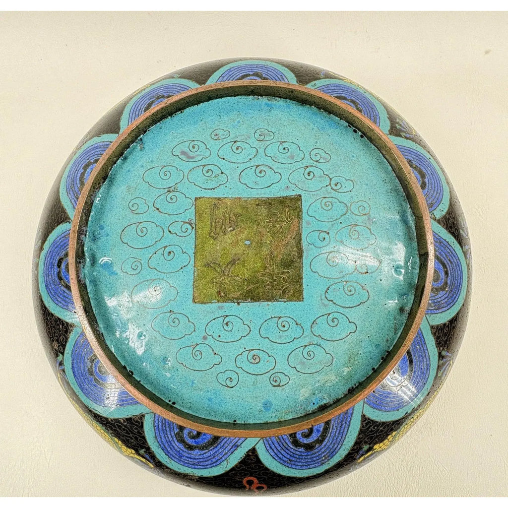 Antique Chinese Cloisonné Dragon Centerpiece Bowl – c. 1900