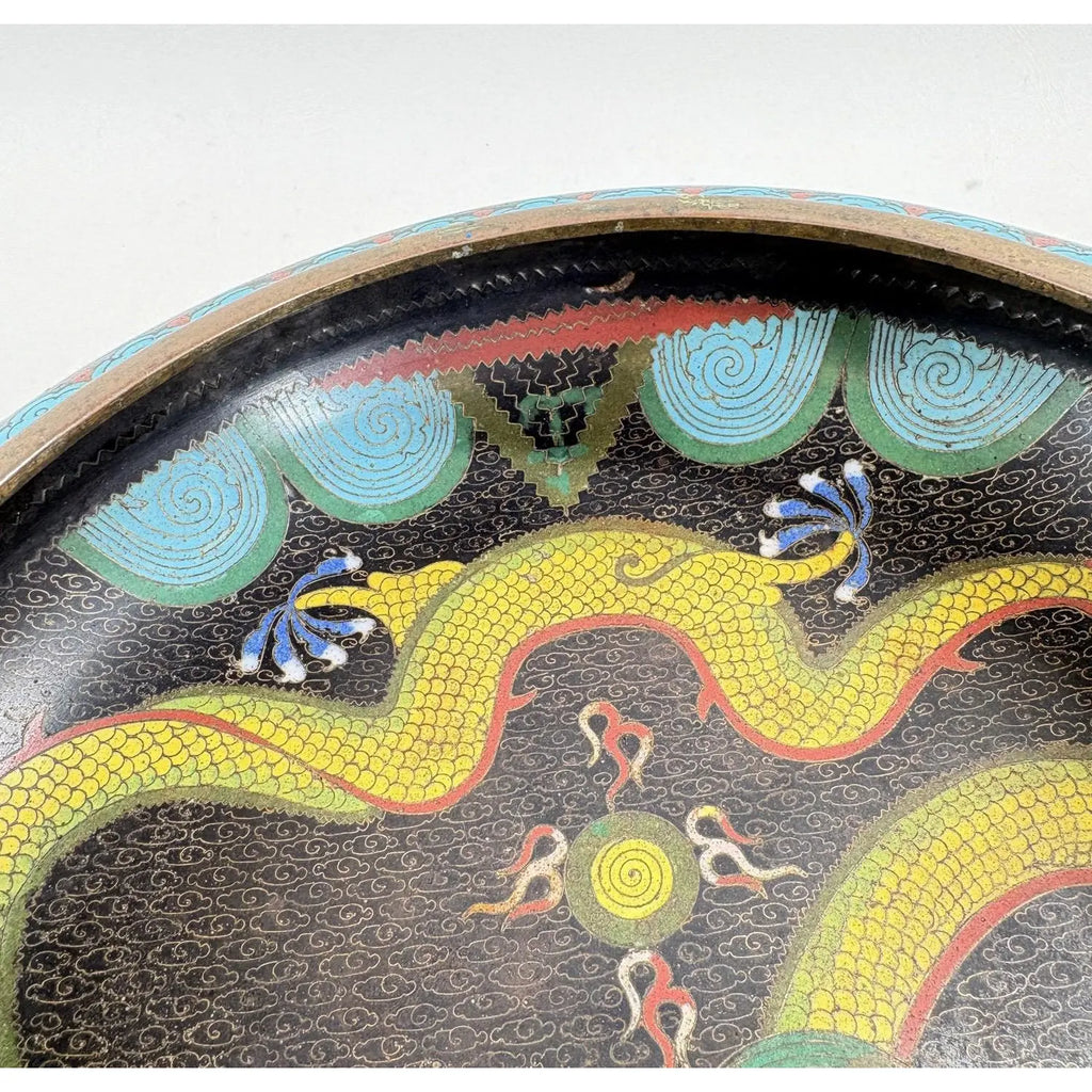 Antique Chinese Cloisonné Dragon Centerpiece Bowl – c. 1900