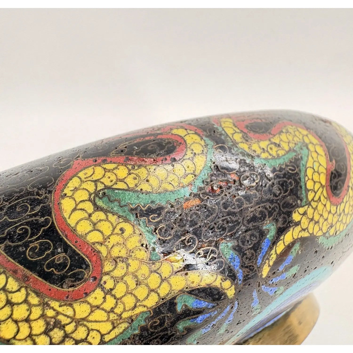 Antique Chinese Cloisonné Dragon Centerpiece Bowl – c. 1900