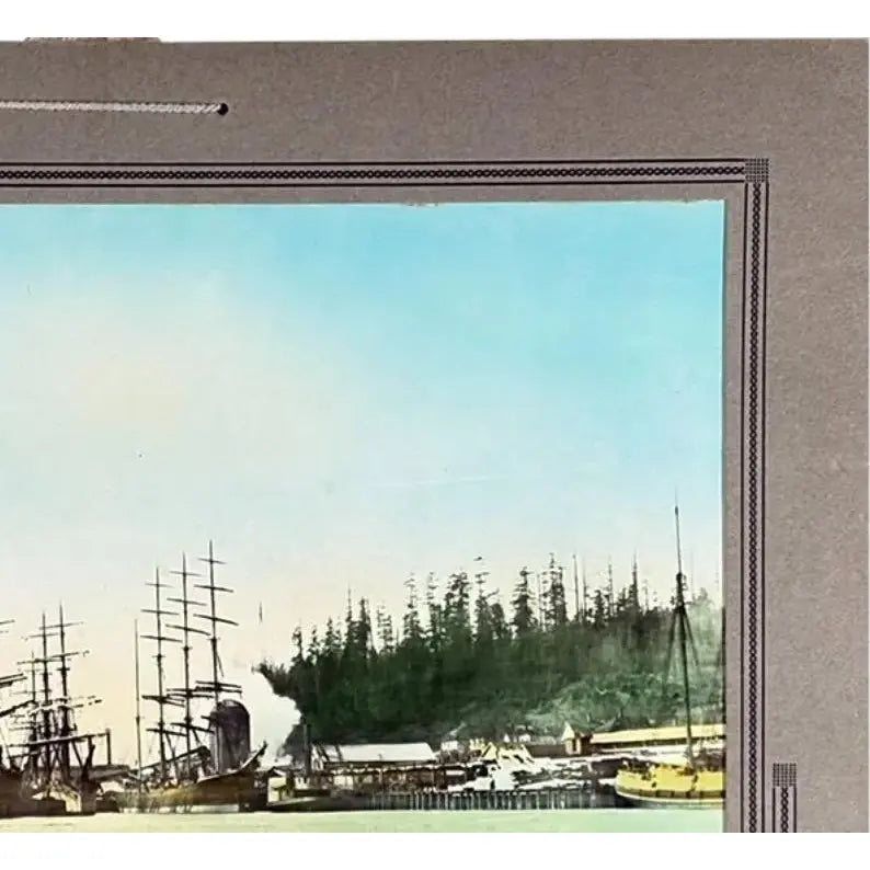 Rare Antique Hand-Colored Photograph of Port Blakely, WA Mill (c. 1900) by Wilhelm Hester
