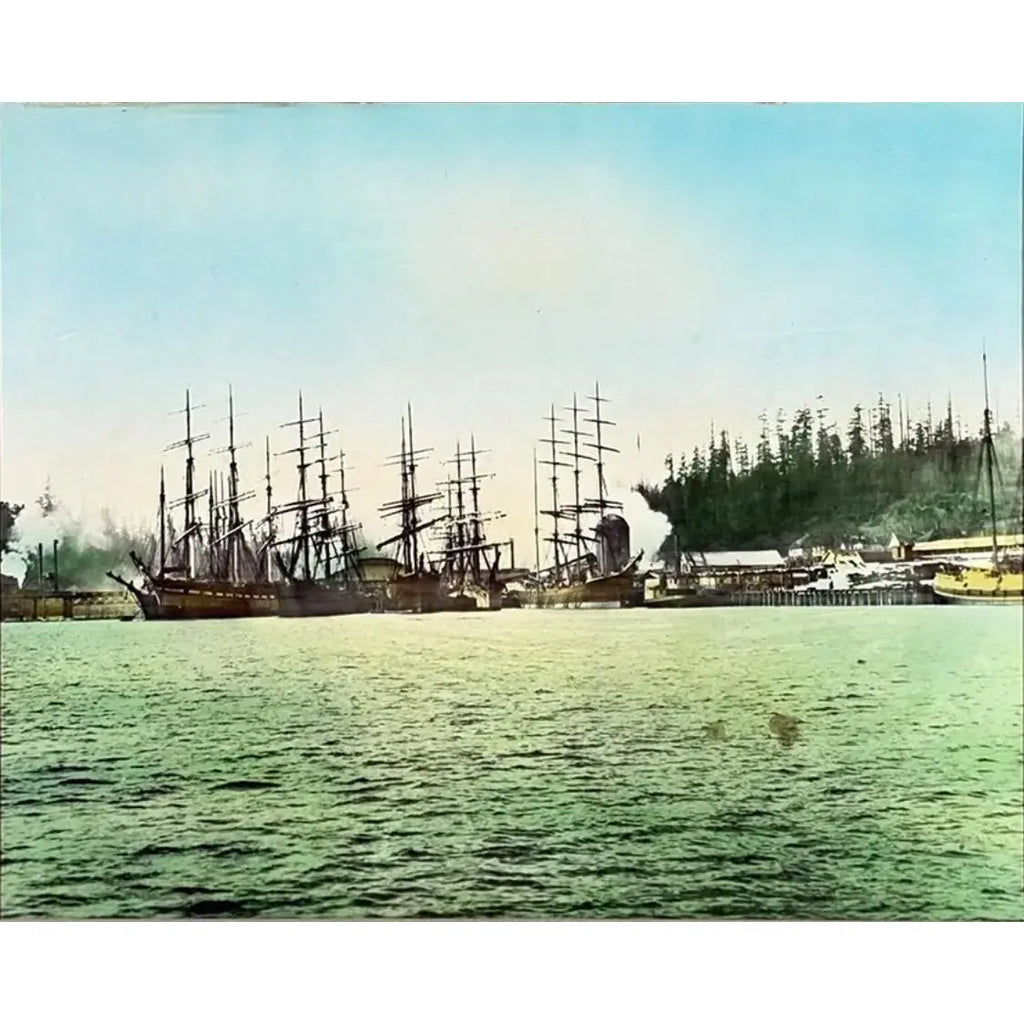 Rare Antique Hand-Colored Photograph of Port Blakely, WA Mill (c. 1900) by Wilhelm Hester