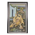 Vintage Indian Miniature-Style Painting on Woven Cloth – "The Runaway Lovers" Motif