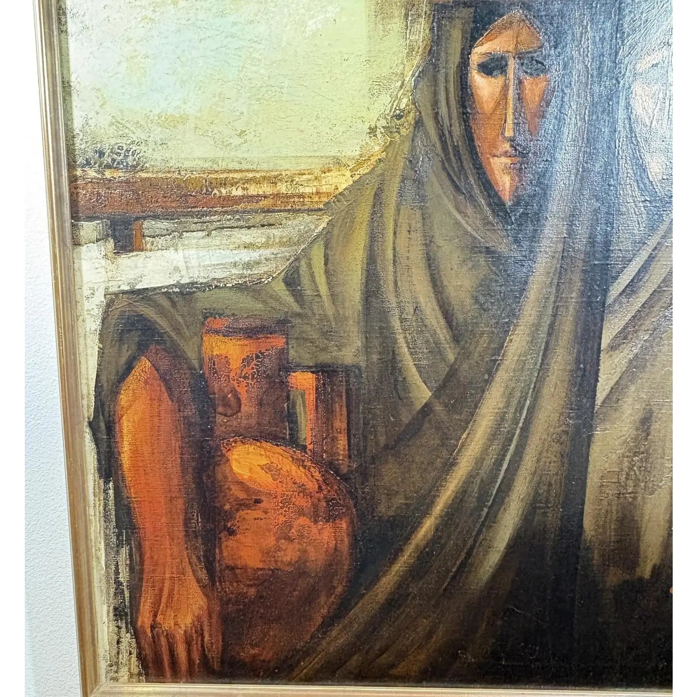 Monumental 1968 Fermin Hernandez Garbayo Spanish Expressionist Oil Painting A Thousand Words