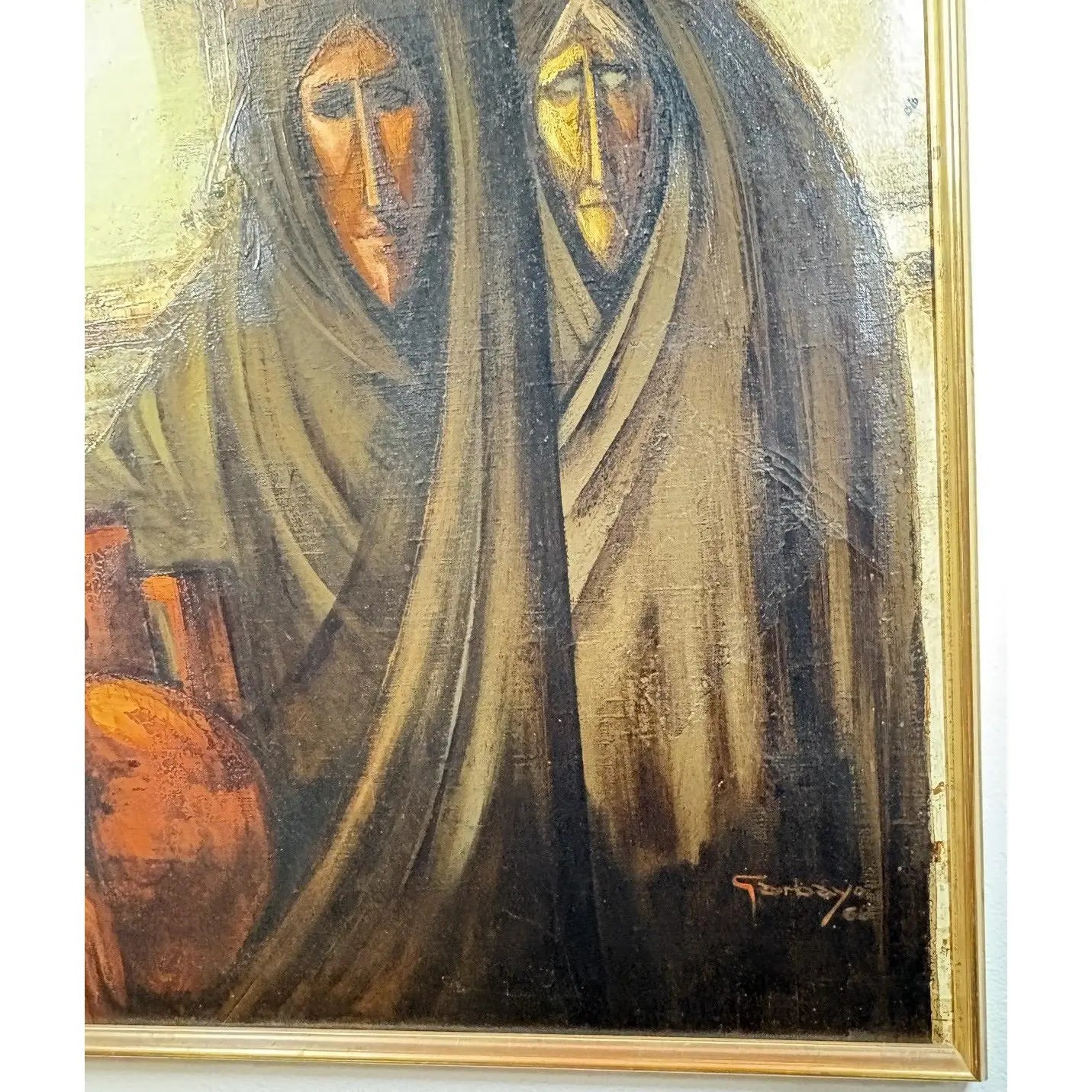 Monumental 1968 Fermin Hernandez Garbayo Spanish Expressionist Oil Painting A Thousand Words