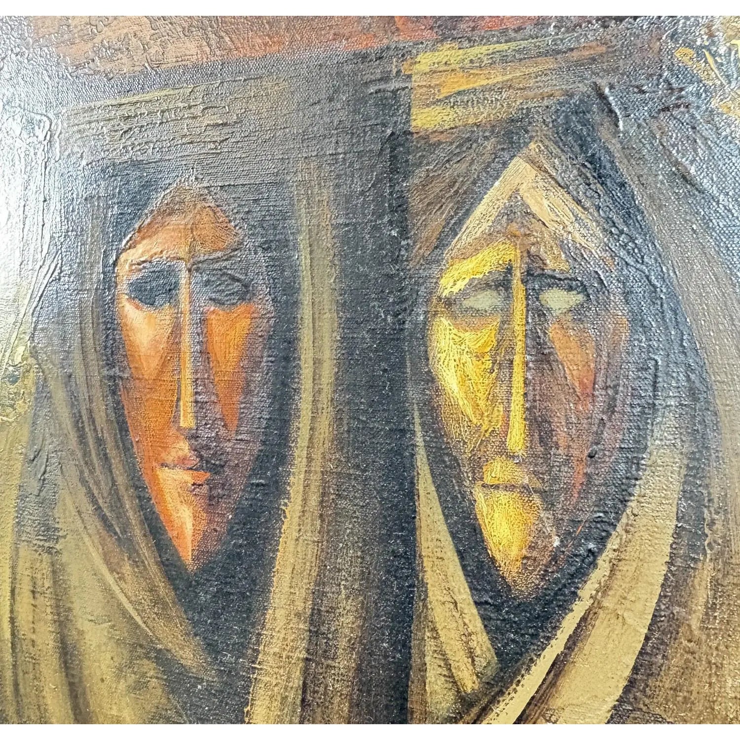 Monumental 1968 Fermin Hernandez Garbayo Spanish Expressionist Oil Painting A Thousand Words