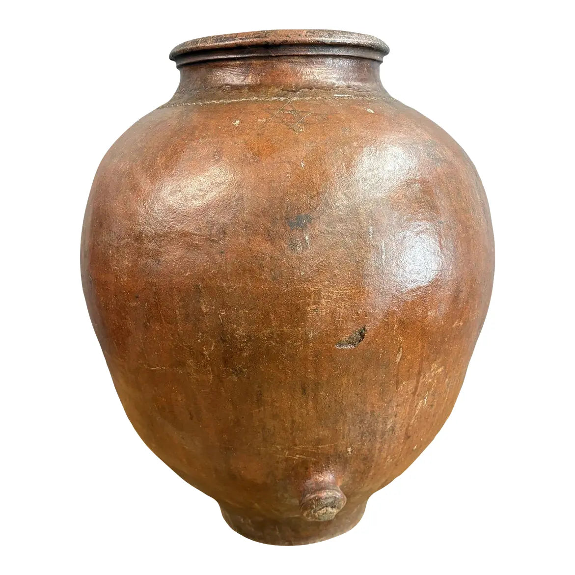 19th-Century Spanish Terracotta Tinaja - An Authentic Mediterranean Storage Jar - A Masterpiece of Wabi-Sabi Beauty