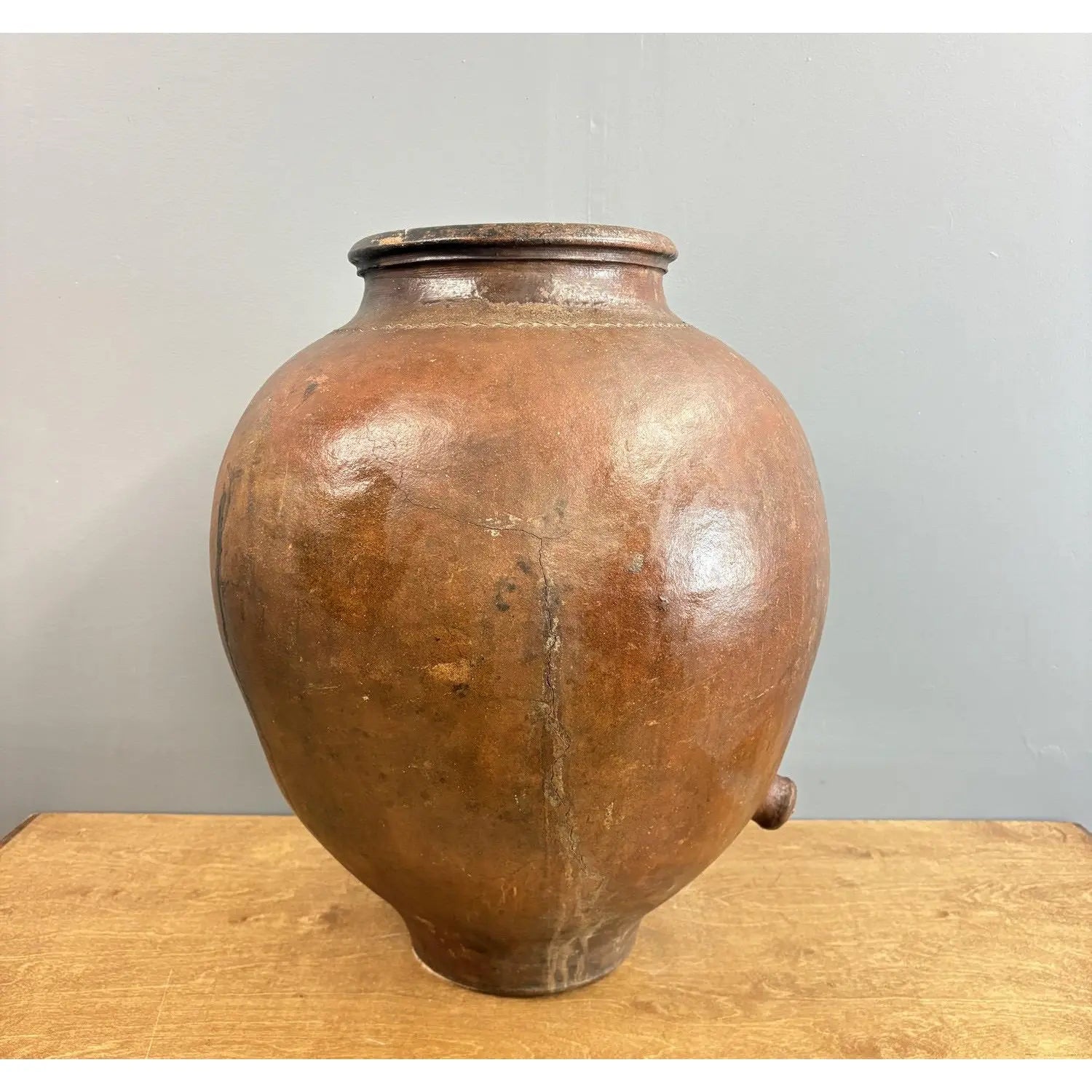19th-Century Spanish Terracotta Tinaja - An Authentic Mediterranean Storage Jar - A Masterpiece of Wabi-Sabi Beauty