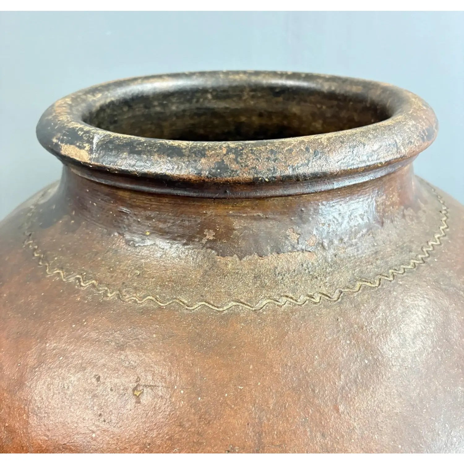 19th-Century Spanish Terracotta Tinaja - An Authentic Mediterranean Storage Jar - A Masterpiece of Wabi-Sabi Beauty