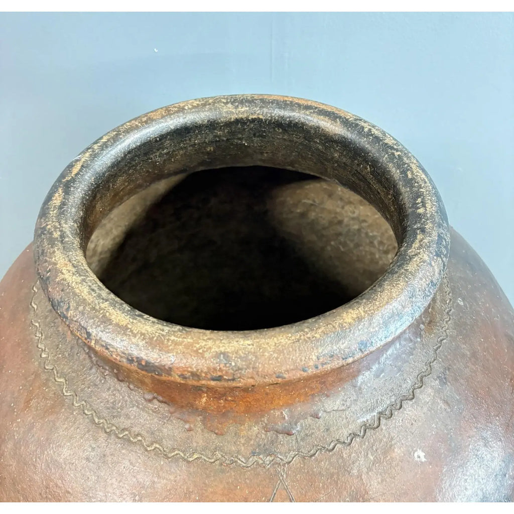 19th-Century Spanish Terracotta Tinaja - An Authentic Mediterranean Storage Jar - A Masterpiece of Wabi-Sabi Beauty