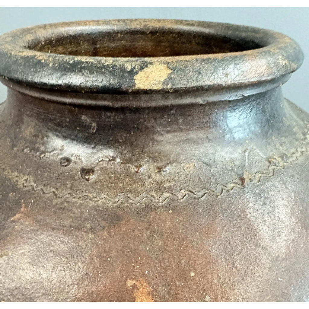 19th-Century Spanish Terracotta Tinaja - An Authentic Mediterranean Storage Jar - A Masterpiece of Wabi-Sabi Beauty