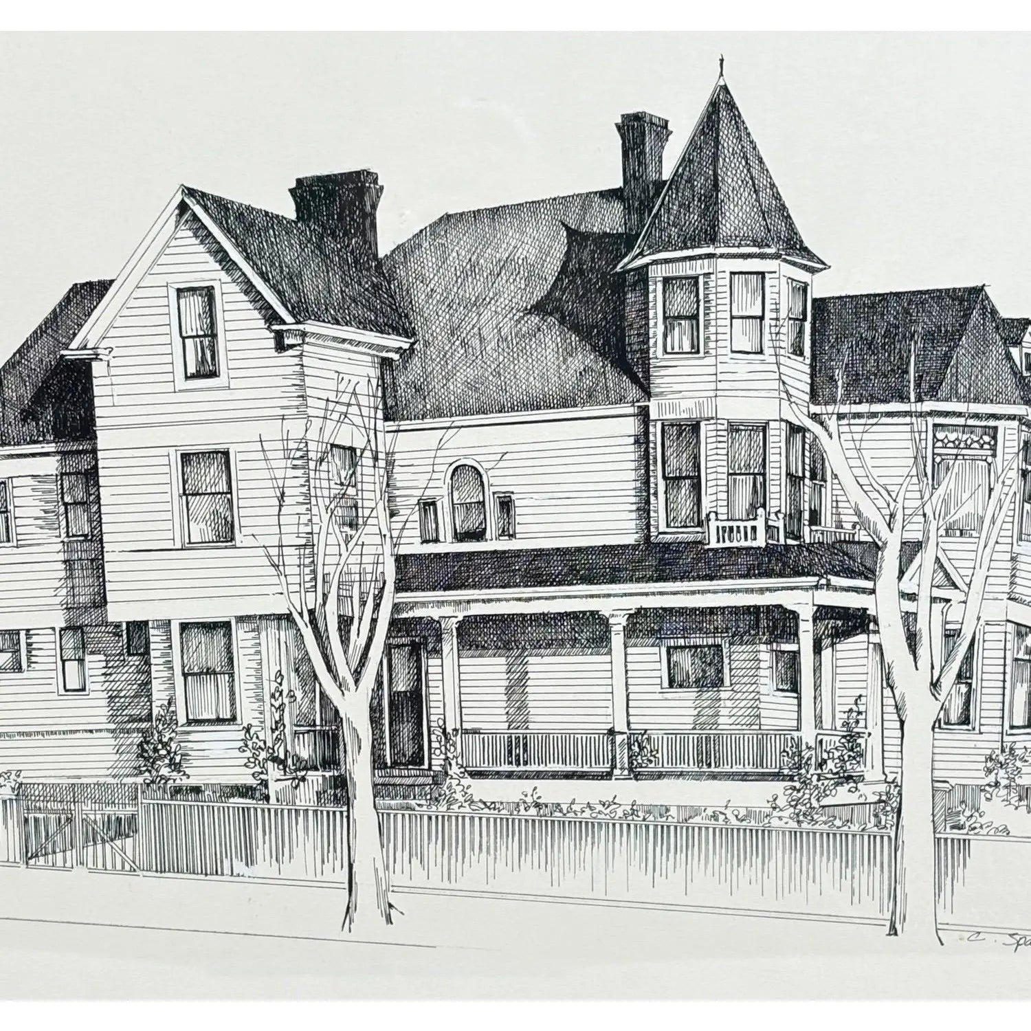 Original Pen & Ink Rendering of Seattle’s Historic Ward-Heintz House