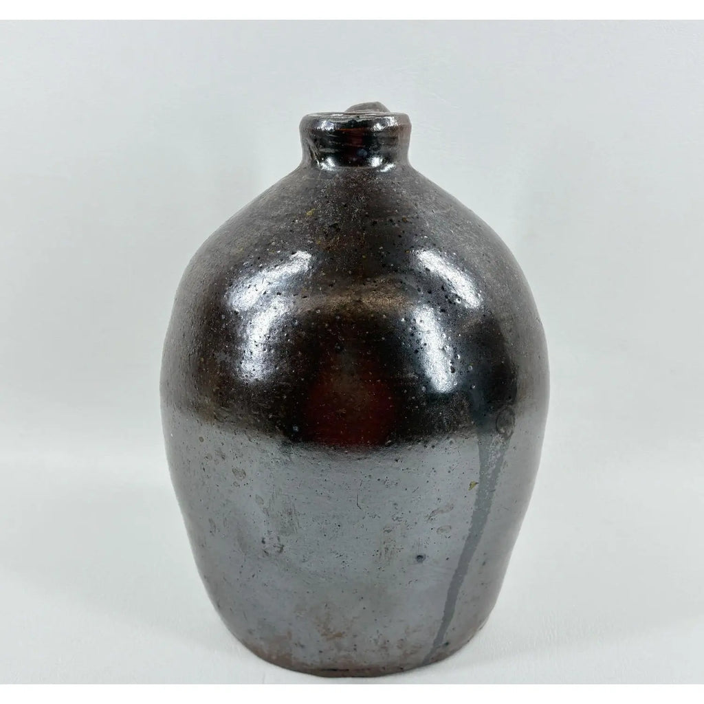 Antique 19th Century Georgia Stoneware Jug Alkaline Glazed Crawford County Pottery