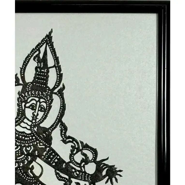 Exquisite Vintage 1950s Framed Thai "Nang Yai" Shadow Puppet – Depicting Phra Ram (Rama)