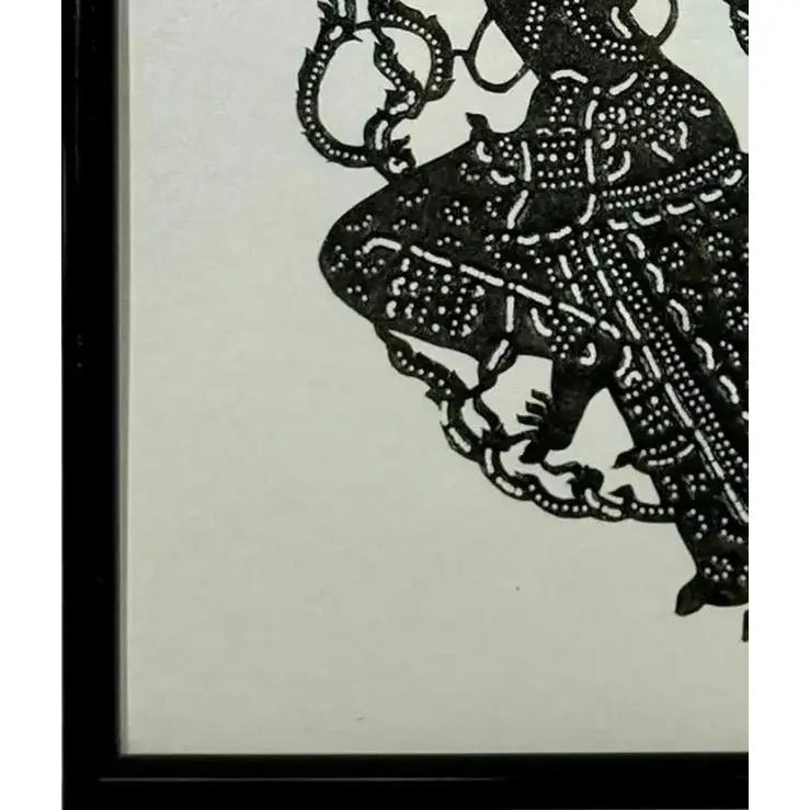 Exquisite Vintage 1950s Framed Thai "Nang Yai" Shadow Puppet – Depicting Phra Ram (Rama)
