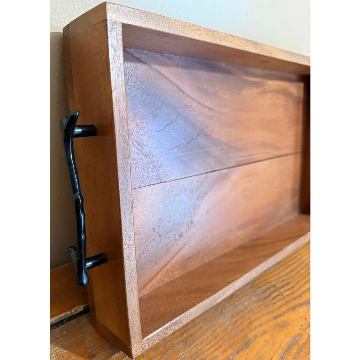 Handcrafted American Cherry Serving Tray with Cast "Twig" Handles by Scott Kelly