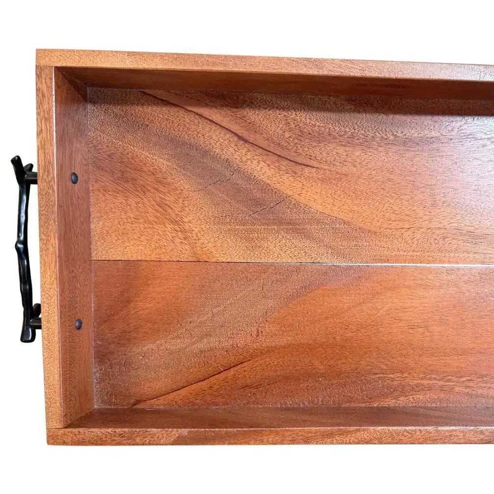 Handcrafted American Cherry Serving Tray with Cast "Twig" Handles by Scott Kelly
