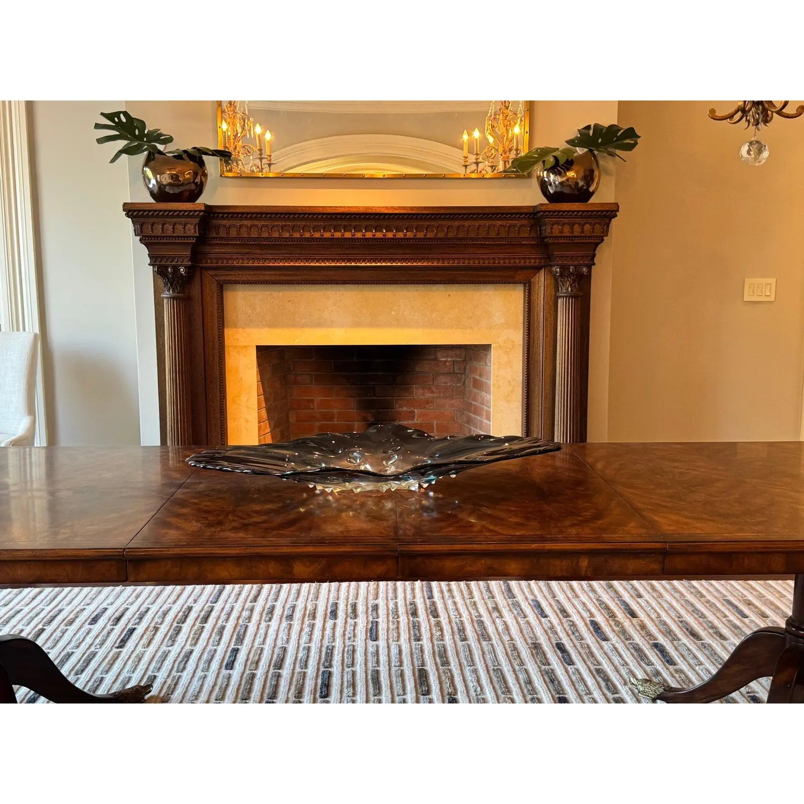 Stunning 39” Murano-Style Handblown Glass Sculptural Centerpiece - Aqua Blue to Clear Ombré