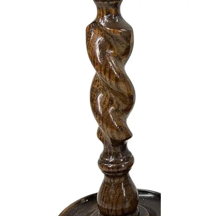 Set of 3 Vintage English-Style Barley Twist Wood Candlesticks