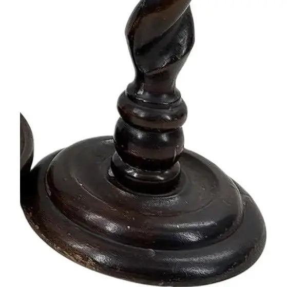 Set of 3 Vintage English-Style Barley Twist Wood Candlesticks