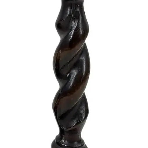 Set of 3 Vintage English-Style Barley Twist Wood Candlesticks