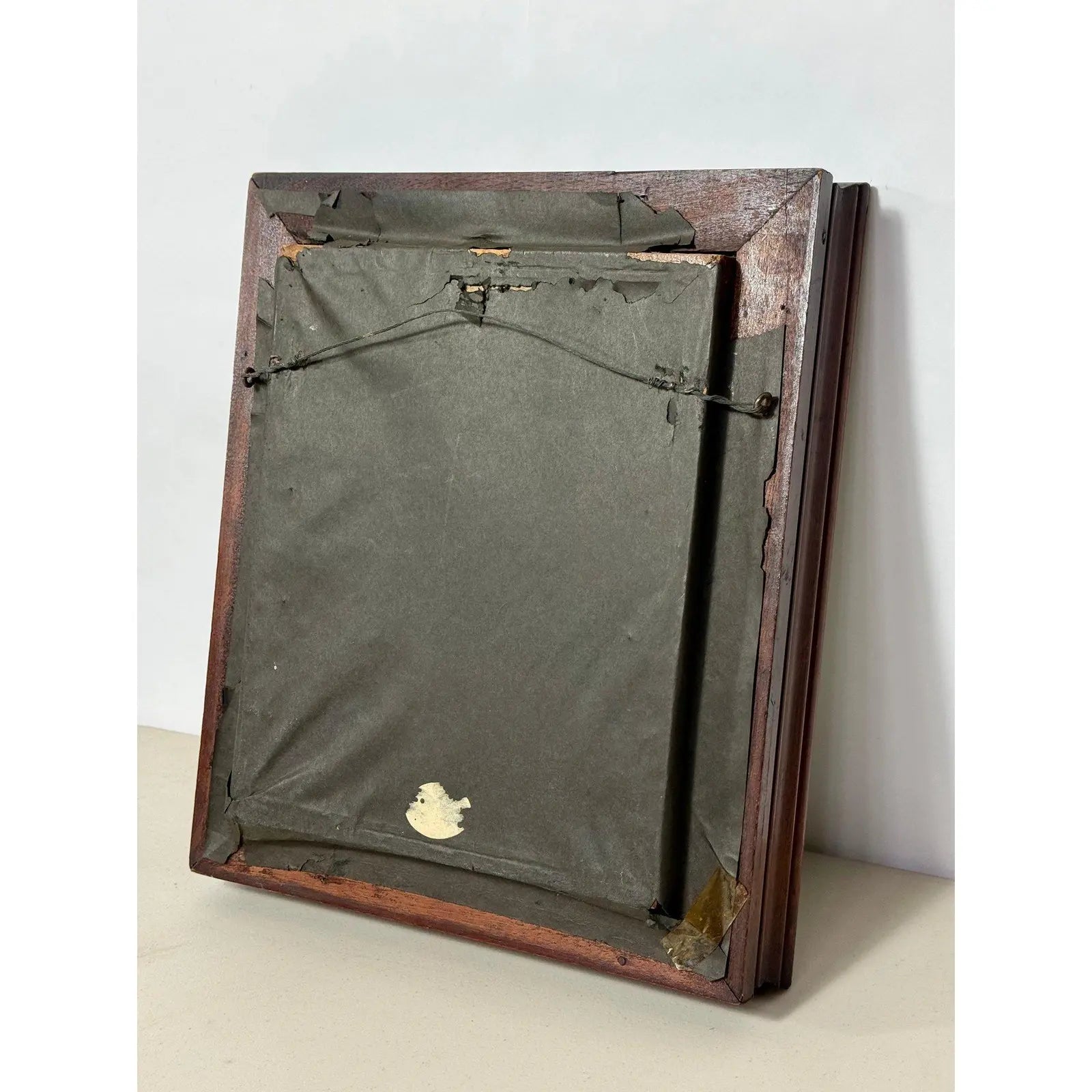 Antique 19th Century Victorian Eastlake Walnut Deep Well Mirror with Lemon Gold Gilt Liner