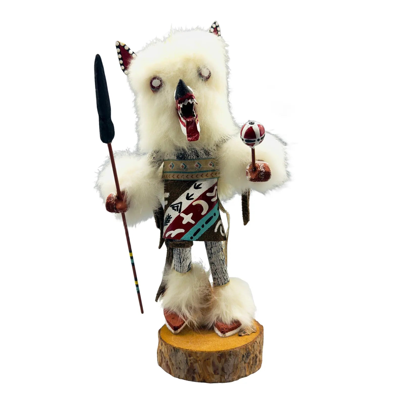 Dynamic Hand-Carved Navajo "White Wolf" Kachina Doll – Gilbert Ortega Gallery