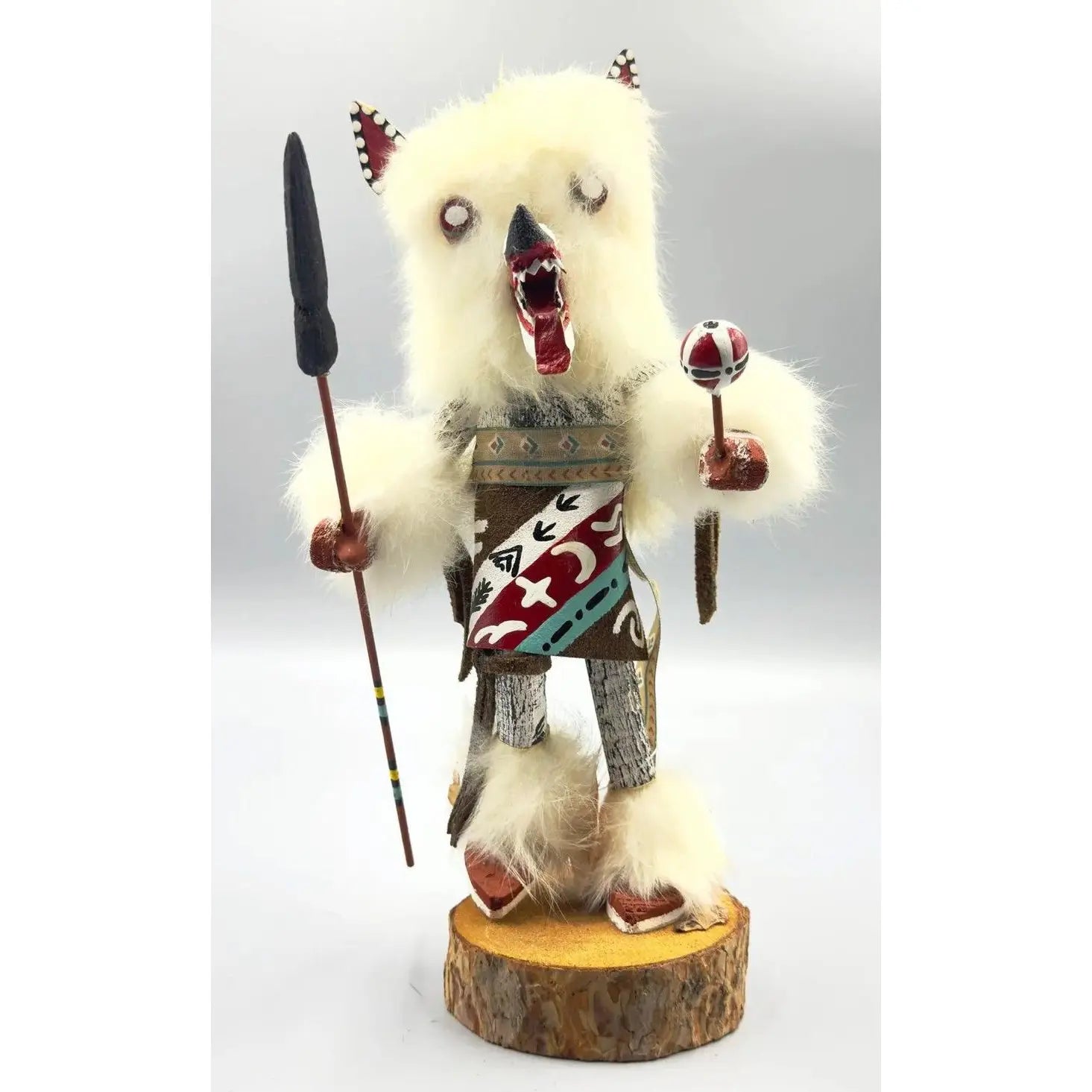 Dynamic Hand-Carved Navajo "White Wolf" Kachina Doll – Gilbert Ortega Gallery