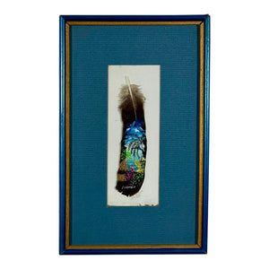 Vintage 1992 Costa Rica Hand-Painted Feather Art, Framed & Signed