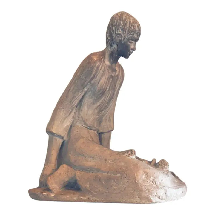 1979 David Fisher for Austin Productions “Pensive Girl” Large Durastone Sculpture