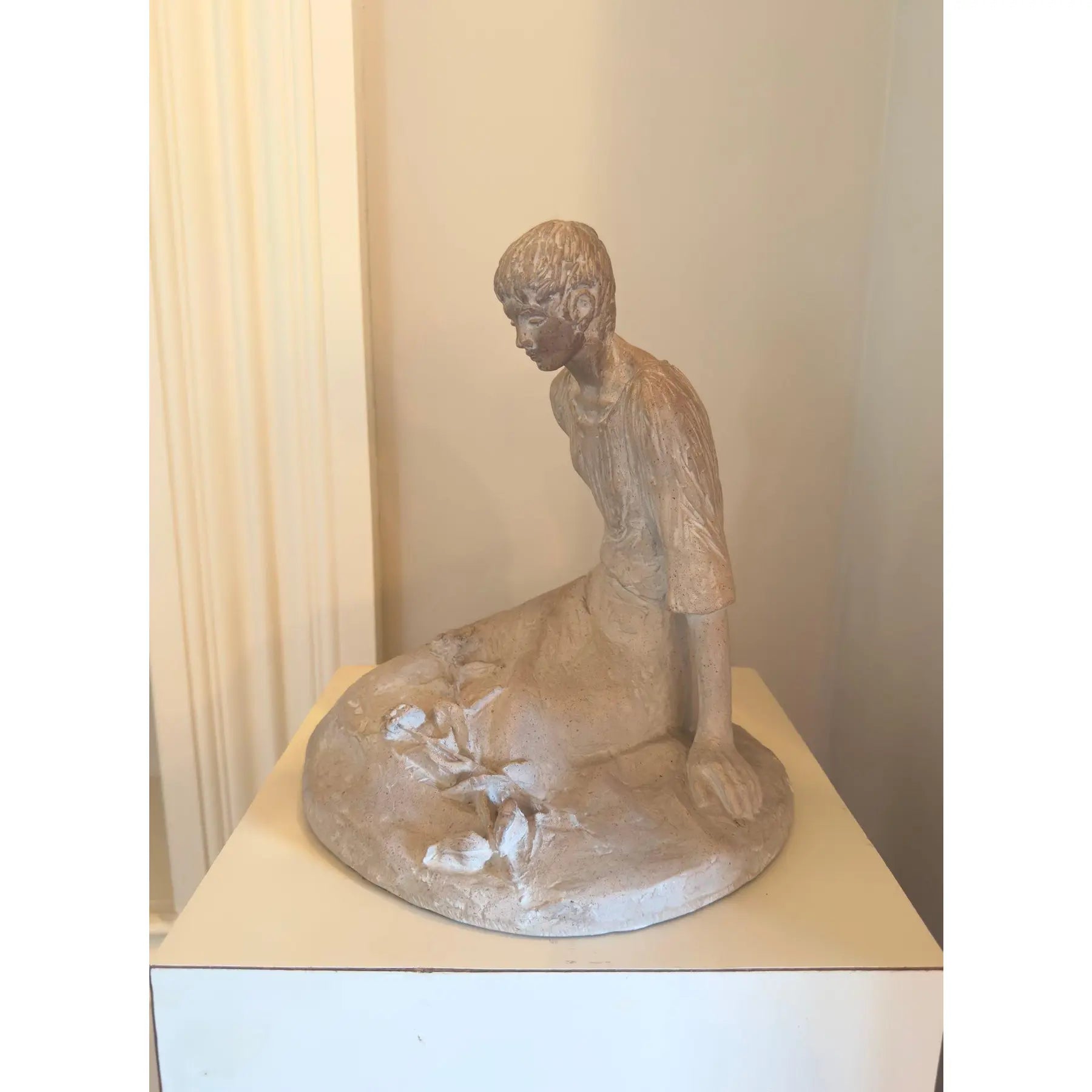 1979 David Fisher for Austin Productions “Pensive Girl” Large Durastone Sculpture