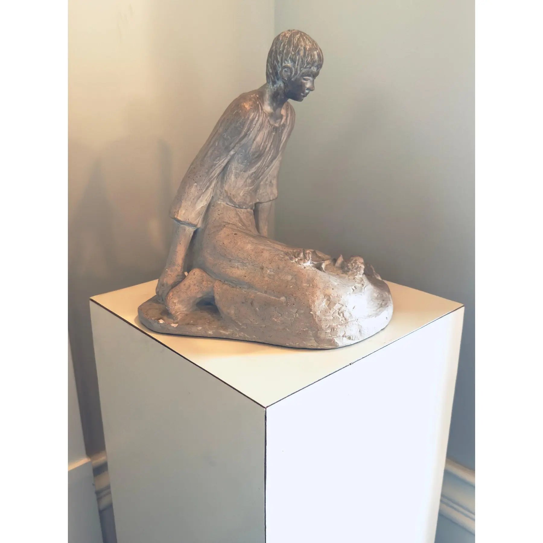 1979 David Fisher for Austin Productions “Pensive Girl” Large Durastone Sculpture