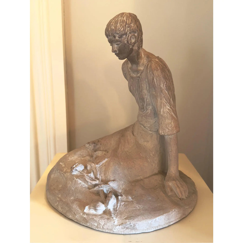 1979 David Fisher for Austin Productions “Pensive Girl” Large Durastone Sculpture