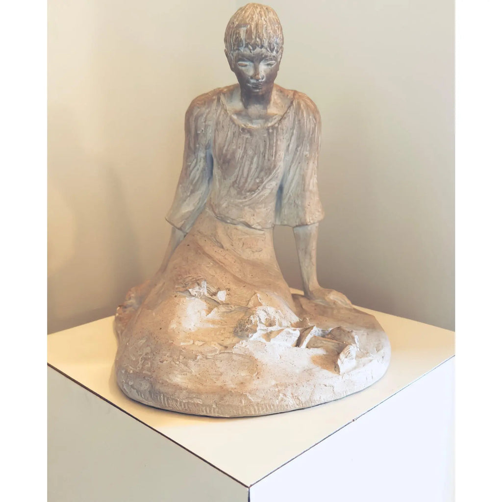 1979 David Fisher for Austin Productions “Pensive Girl” Large Durastone Sculpture