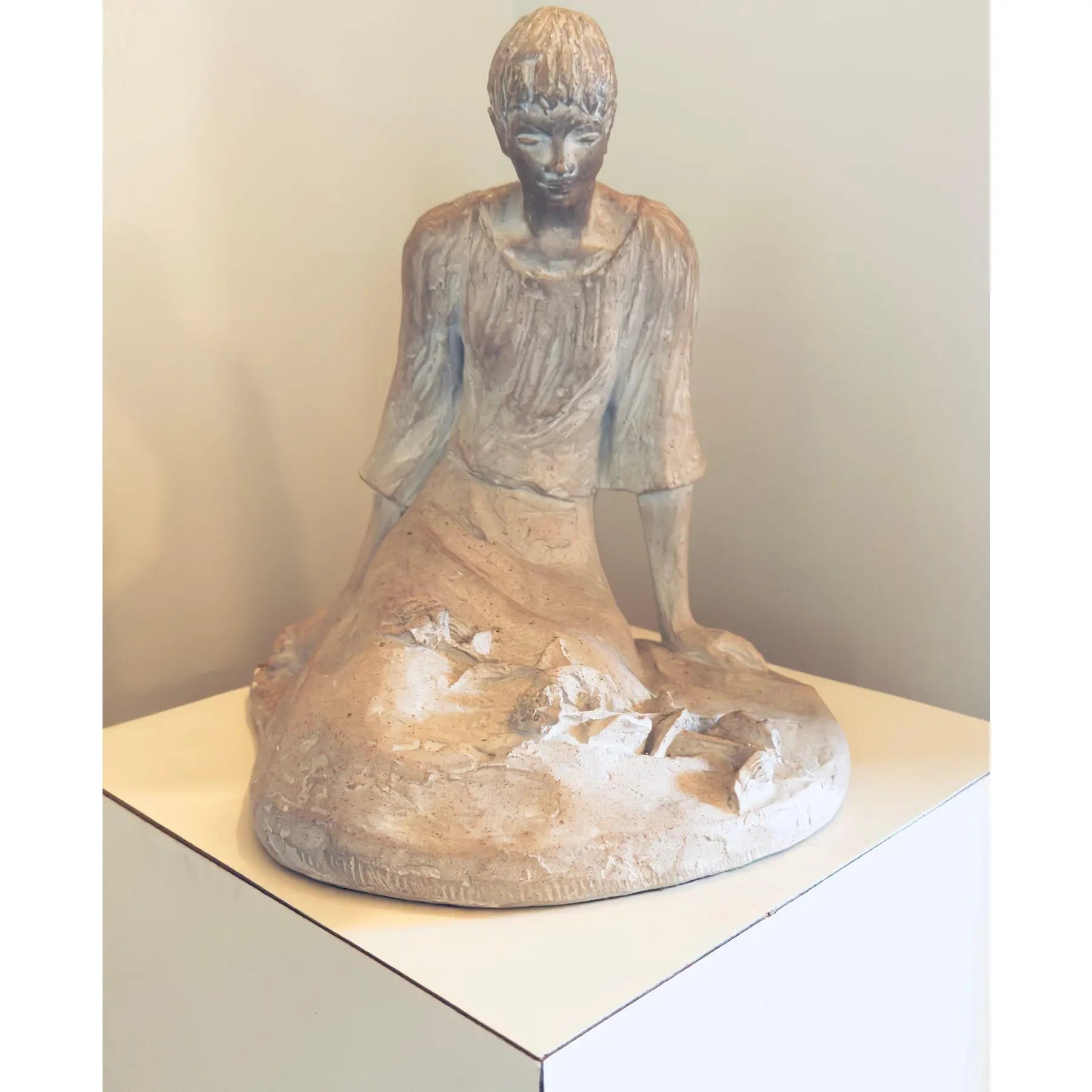 1979 David Fisher for Austin Productions “Pensive Girl” Large Durastone Sculpture