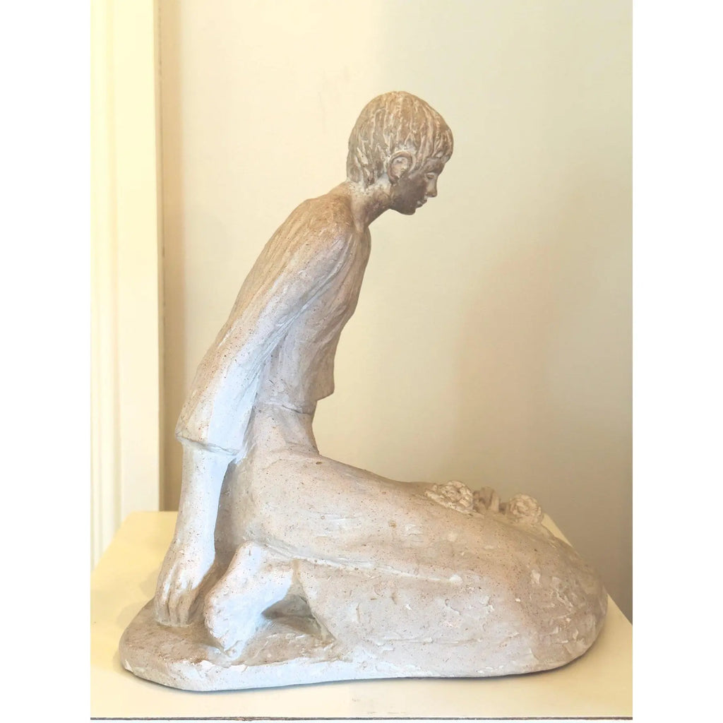 1979 David Fisher for Austin Productions “Pensive Girl” Large Durastone Sculpture