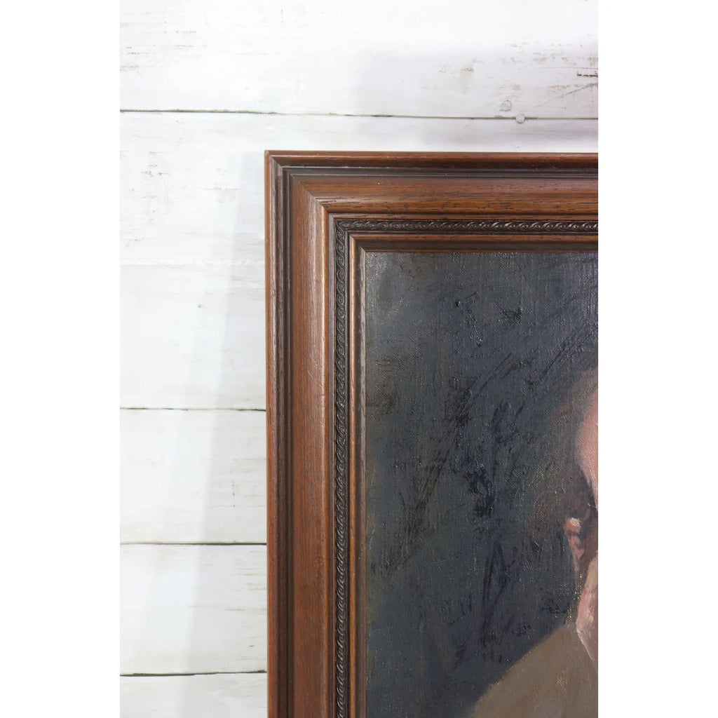 Original Signed George Weissbort (1928–2013) Oil Portrait of a Gentleman with Gallery Light