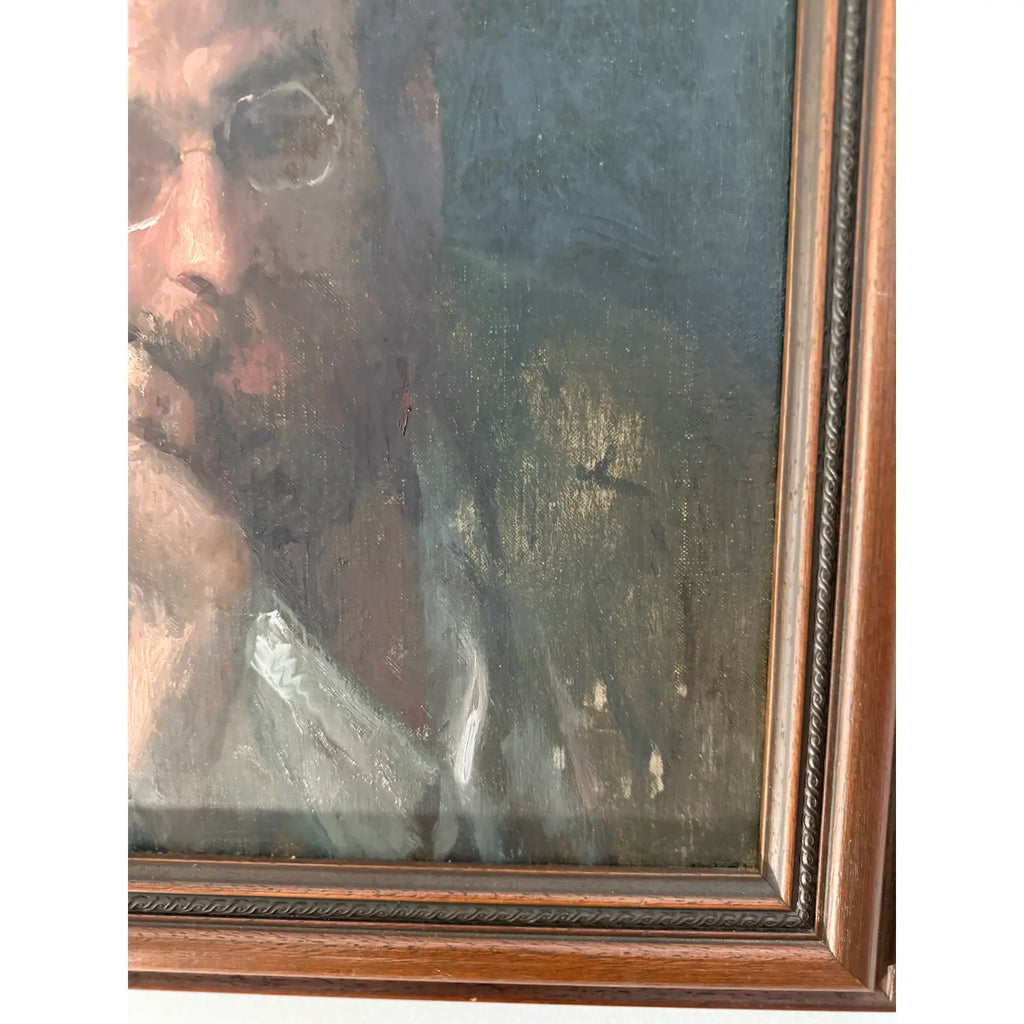 Original Signed George Weissbort (1928–2013) Oil Portrait of a Gentleman with Gallery Light