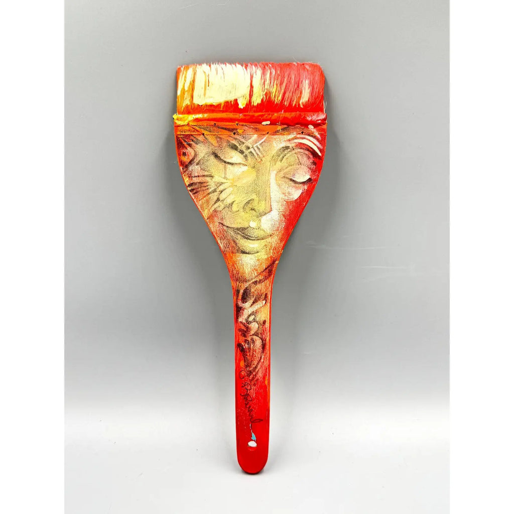 Unique Hand-Painted Signed Gil Bruvel Paintbrush Sculpture - "Visionary Spirit"