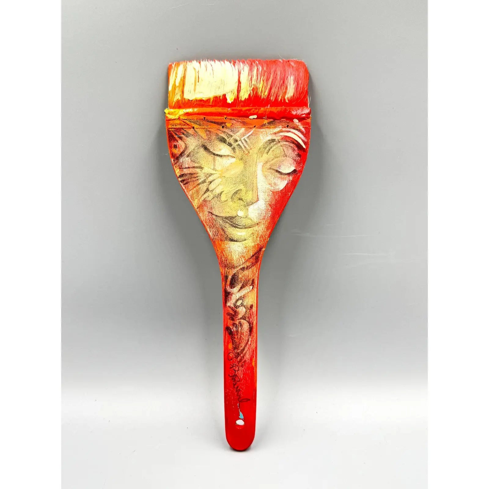 Unique Hand-Painted Signed Gil Bruvel Paintbrush Sculpture - "Visionary Spirit"
