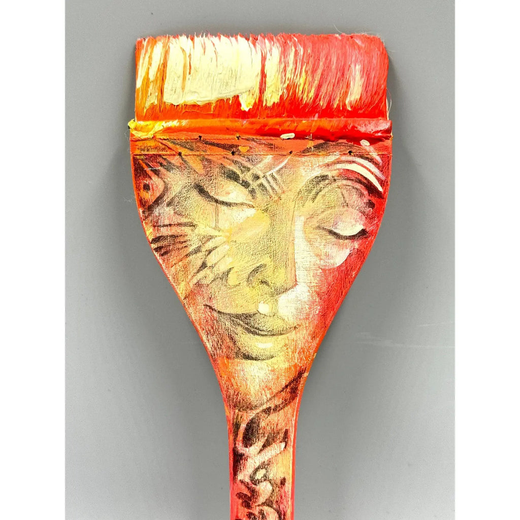 Unique Hand-Painted Signed Gil Bruvel Paintbrush Sculpture - "Visionary Spirit"